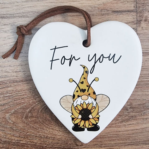 Hanging Heart Bee Gnome Ornament