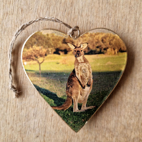 Kangaroo Metal Heart Ornament