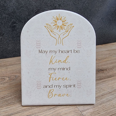 Kind Fierce Brave Plaque - Gift Boxed
