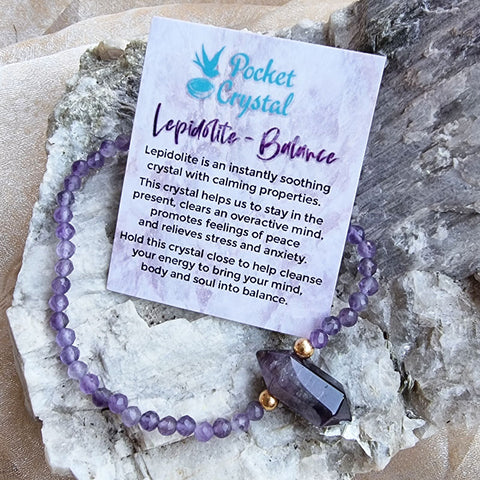 Lepidolite Crystal Stone Stretch Bracelet