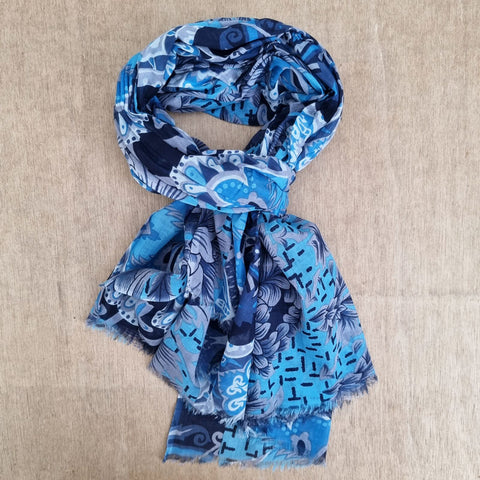 Blue & Grey Scarf 100% Cotton