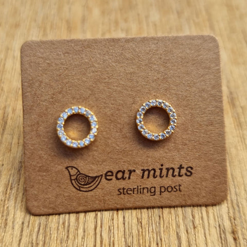 Open Circle Ear Mints Earrings - Gold With Cubic Zirconia