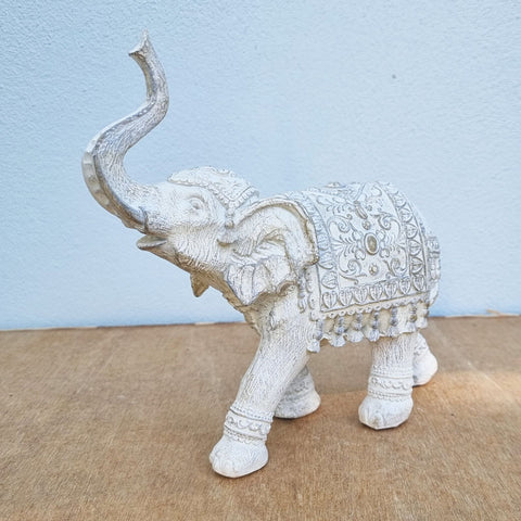 Erica Elephant Figurine Whitewashed - Large