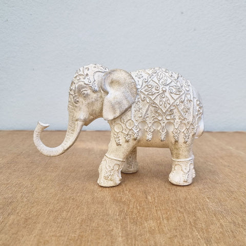 Erica Elephant Figurine Whitewashed - Small