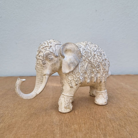 Erica Elephant Figurine Whitewashed - Small