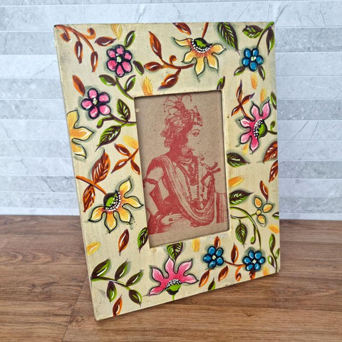 Handpainted Wooden Floral Photo Frame 5 x 7
