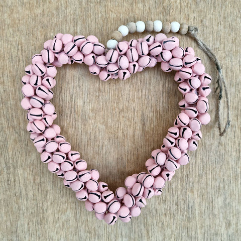 Heart Bells Ornament - Pink Large 15cm