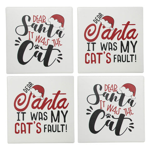 It Was My Cat's Fault Christmas Set of 4 Coasters