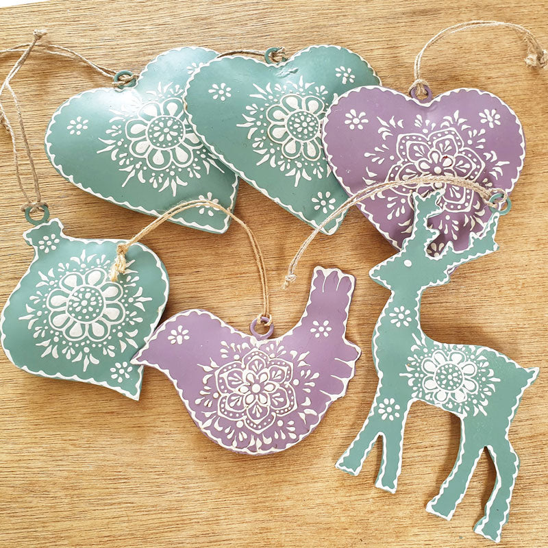 Mauve Henna Bird Ornament