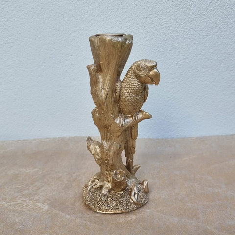 Paulie Parrot Gold Candle Holder