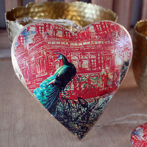Peacock Heart Ornament - mmturffarm
