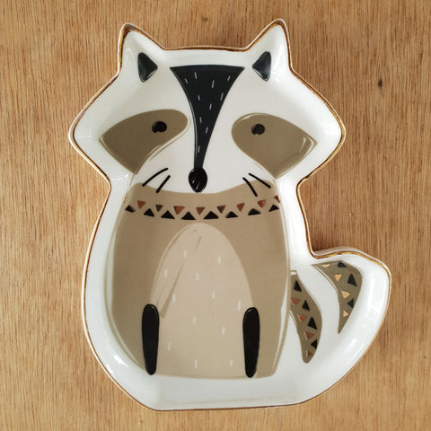 Sitting Racoon Ceramic Trinket Dish - mmturffarm