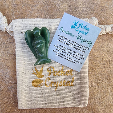 Aventurine Pocket Crystal Angel - Prosperity