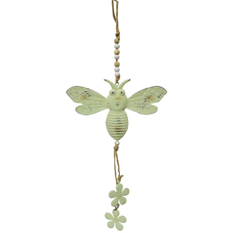 Hanging Metal Bee Ornament - Sage Green