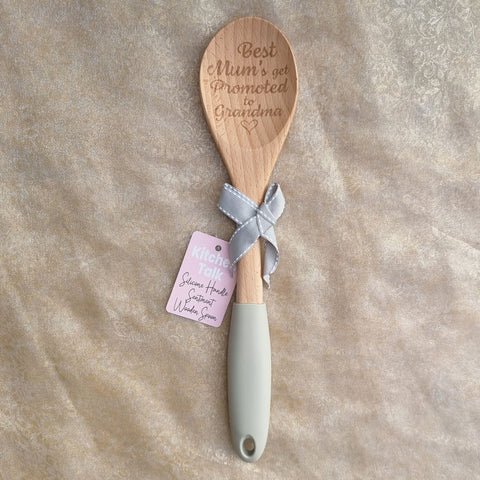 Best Mums Get Promoted To Grandma Wooden Spoon With Silicone Handle