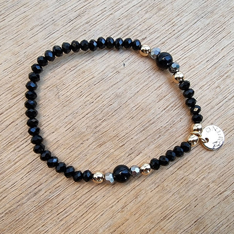 Black Beaded Stretch Bracelet