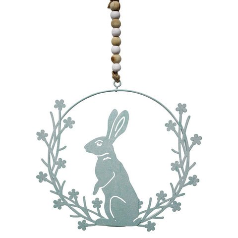 Hanging Rabbit Wreath - Blue