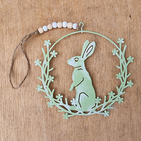 Hanging Rabbit Wreath - Sage Green