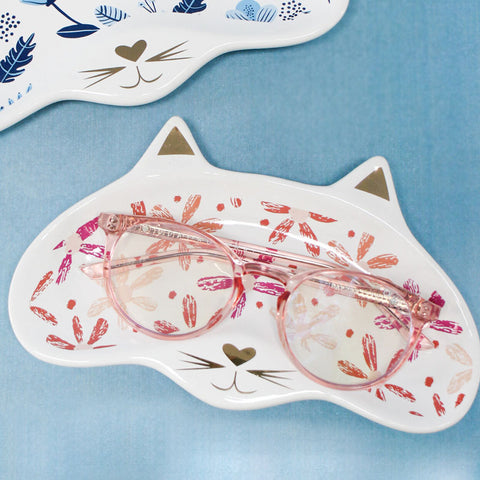 Cat Glasses Dish - Folk Pink