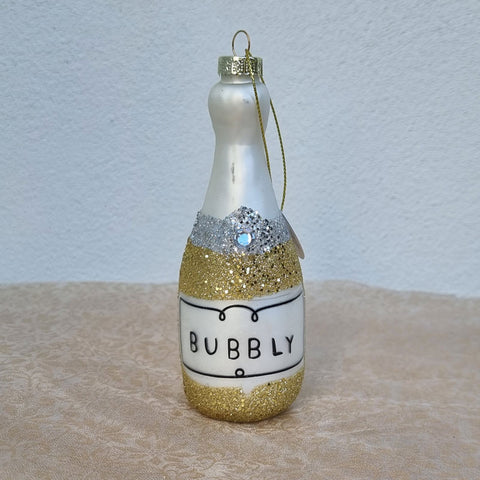 Champagne Bottle Christmas Tree Ornament - Gold