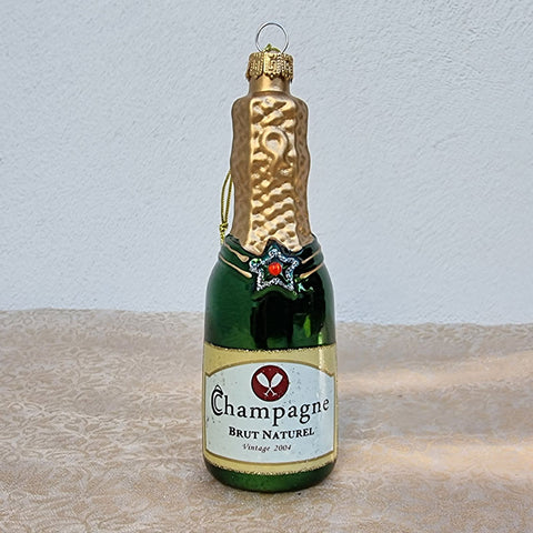 Champagne Bottle Christmas Tree Ornament - Green