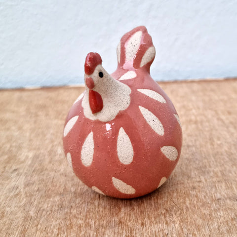 Chicken Ceramic Figurine - Rust