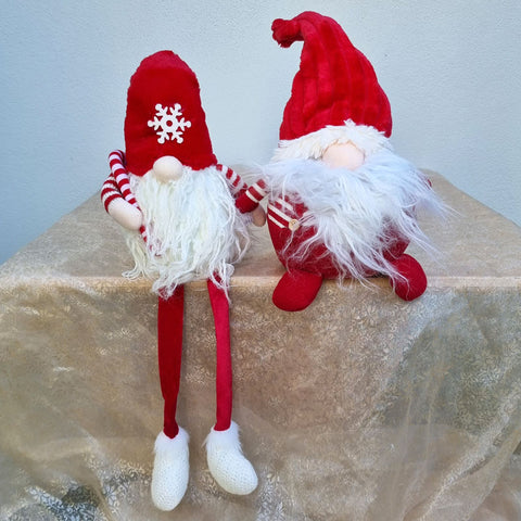 Christmas Gnome With Dangly Legs & Candy Cane 41cm