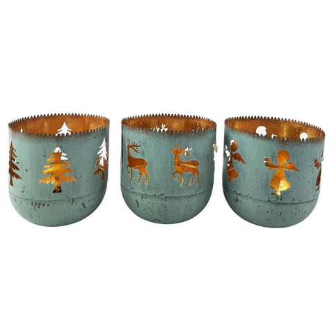 Christmas Cutout Votive Tealight - Sage Reindeer