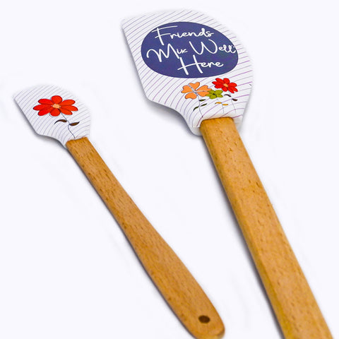Friends Mix Well Here Set of 2 Silicone Spatulas