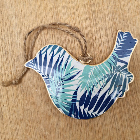 Blue Tropical Metal Bird Ornament - 4 Designs