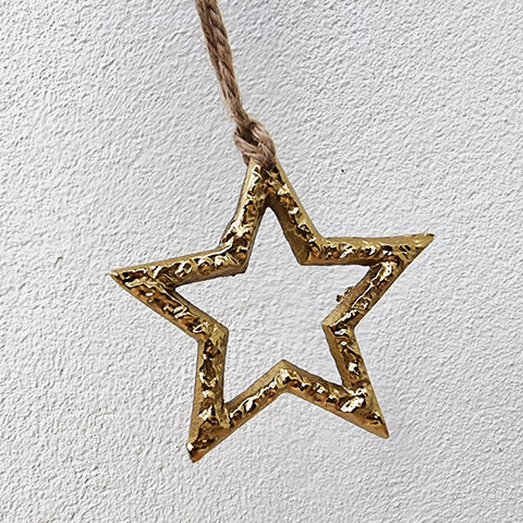 Hanging Gold Christmas Star Ornament