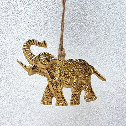 Hanging Gold Christmas Elephant Ornament