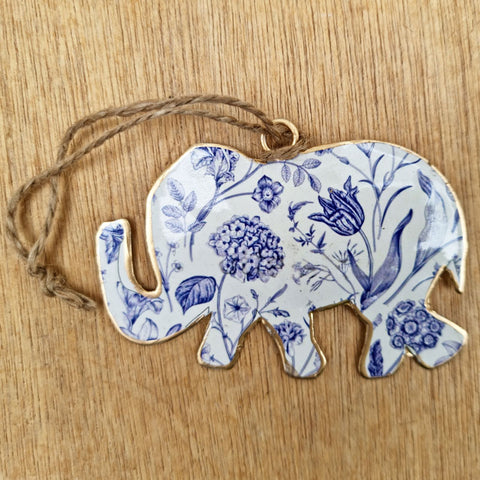 Blue Tropical Metal Elephant Ornament - 4 Designs