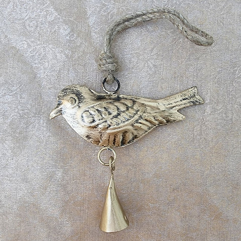 Hanging Gold Bird With Bell