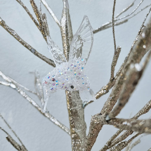 Hanging Hummingbird Sparkly Christmas Ornament