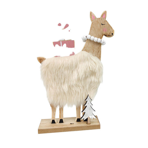 Standing Christmas Llama Decoration - Pink