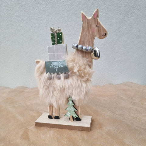Standing Christmas Llama Decoration - Sage