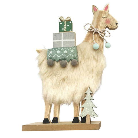 Standing Christmas Llama Decoration - Sage