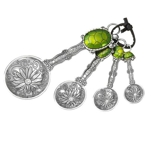 Set of 4 Metal Green Turtle Measuring Spoons Gift Boxed