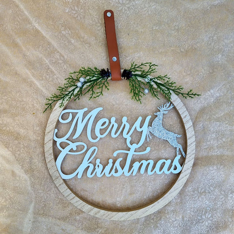 Merry Christmas Hanging Wreath 30cm