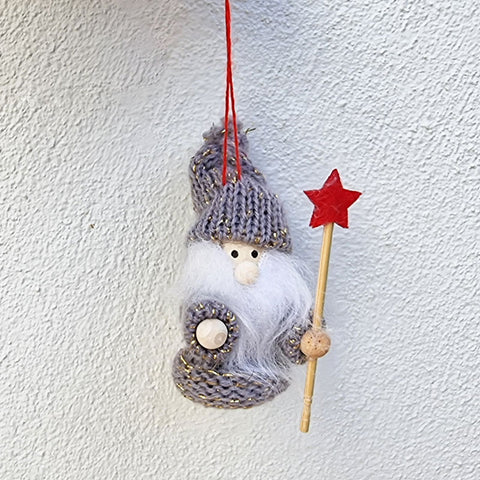 Hanging Mini Gnome Christmas Ornament - Grey