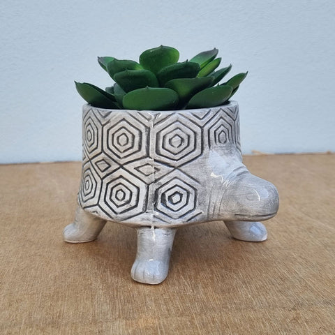 Patterned Turtle Planter Pot