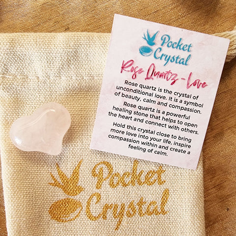 Rose Quartz Pocket Crystal Heart - Love