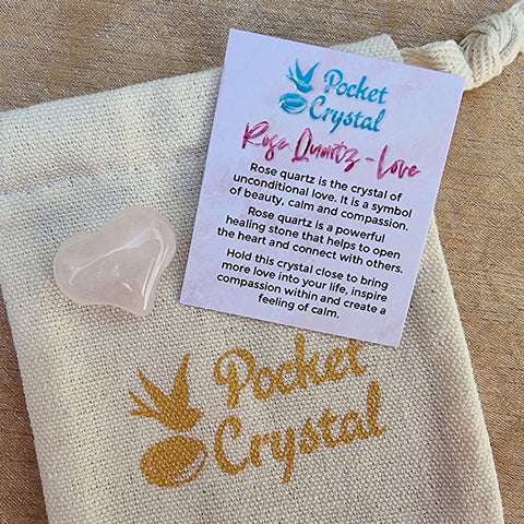 Rose Quartz Pocket Crystal Heart - Love