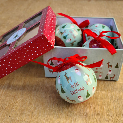Gift Boxed Set of 4 Christmas Bauble Ornaments