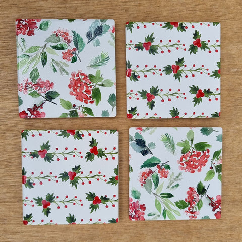 Christmas Holly Set of 4 Coasters