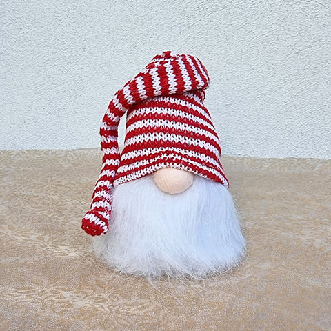 Sitting Gnome Head - Red & White