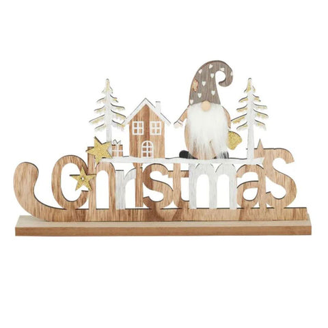 Christmas Sled Sign With Gnome Santa