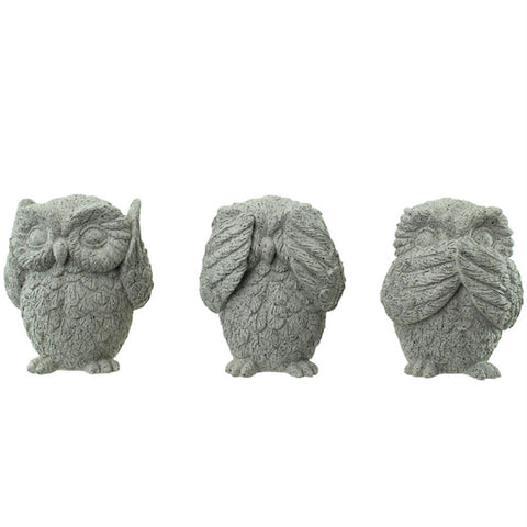 Three Wise Owls Hoot Grey - See no evil, hear no evil, speak no evil