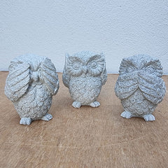 Three Wise Owls Hoot Grey - See no evil, hear no evil, speak no evil